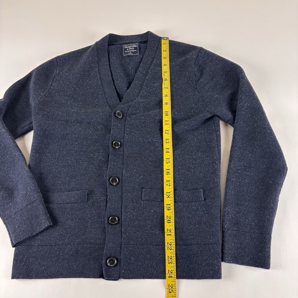 Abercrombie & Fitch Men's Small Buttoned Down Cardigan Merino Wool Sweater Blue - Picture 7 of 9